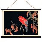Red Parrot on the Branch of a Tree by Ito Jakuchu showcasing intricate details and vibrant colors. Poster of a vibrant red parrot perched on a tree branch from the artwork Red Parrot on the Branch of a Tree by Ito Jakuchu