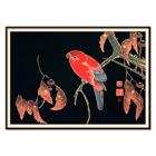 Red Parrot on the Branch of a Tree by Ito Jakuchu showcasing intricate details and vibrant colors. Poster of a vibrant red parrot perched on a tree branch from the artwork Red Parrot on the Branch of a Tree by Ito Jakuchu