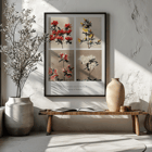 Group of Azaleas by Kazumasa Ogawa features hand-colored collotype of vibrant azalea flowers. Poster featuring various azalea flowers from Group of Azaleas by Kazumasa Ogawa in a hand-colored collotype style artwork.