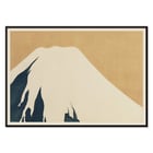 Mount Fuji by Kamisaka Sekka artwork depicting a minimalist illustration of the mountain. Poster depicting Mount Fuji by Kamisaka Sekka features a minimalist design with a snow-capped peak against a warm beige background.