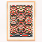 Intricate geometric patterns artwork by Emile Prisses d’Avennes La Decoration Arabe 2 Poster with geometric patterns in red black and beige from La Decoration Arabe by Emile Prisses d’Avennes.