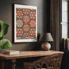 Intricate geometric patterns artwork by Emile Prisses d’Avennes La Decoration Arabe 2 Poster with geometric patterns in red black and beige from La Decoration Arabe by Emile Prisses d’Avennes.