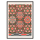 Intricate geometric patterns artwork by Emile Prisses d’Avennes La Decoration Arabe 2 Poster with geometric patterns in red black and beige from La Decoration Arabe by Emile Prisses d’Avennes.