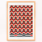Geometrisches Arabeskenmuster von Emile Prisses d'Avennes in La Decoration Arabe Poster geometrisches Muster mit ineinandergreifenden Formen in Rot, Schwarz und Beige von Emile Prisses d'Avennes von La Decoration Arabe