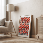 Geometrisches Arabeskenmuster von Emile Prisses d'Avennes in La Decoration Arabe Poster geometrisches Muster mit ineinandergreifenden Formen in Rot, Schwarz und Beige von Emile Prisses d'Avennes von La Decoration Arabe