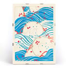 Korin Furuya's Bijutsukai Pl 175 vibrant abstract waves and circles artwork. Poster featuring abstract blue waves and floral patterns titled Bijutsukai Pl by artist Korin Furuya.