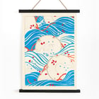 Korin Furuya's Bijutsukai Pl 175 vibrant abstract waves and circles artwork. Poster featuring abstract blue waves and floral patterns titled Bijutsukai Pl by artist Korin Furuya.