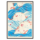 Korin Furuya's Bijutsukai Pl 175 vibrant abstract waves and circles artwork. Poster featuring abstract blue waves and floral patterns titled Bijutsukai Pl by artist Korin Furuya.