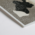 Snowy scene with silhouette by Kamisaka Sekka in Tomoe no yuki Poster of Tomoe no yuki by Kamisaka Sekka depicting a figure in dark attire under heavy snowfall with a white hat and walking stick