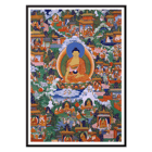 Bouddha Shakyamuni dans la légende d'Avadana Scènes peintes représentant divers événements de la vie et enseignements Poster montrant le Bouddha Shakyamuni dans des scènes de légende Avadana entourées de diverses figures dans une illustration vibrante et détaillée
