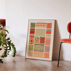 Persian 2 vintage pattern from Grammar of Ornament book by Owen Jones depicting intricate geometric designs and vibrant colors Poster displaying Persian 2 vintage pattern from Grammar of Ornament book by Owen Jones featuring colorful geometric designs.