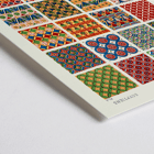 Colorful Egyptian geometric patterns by Owen Jones titled Egyptian 7 from Century Grammar of Ornament book Poster showcasing vibrant Egyptian geometric patterns from the artwork Egyptian 7 by Owen Jones in Century Grammar of Ornament book.