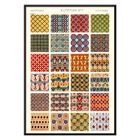 Colorful Egyptian geometric patterns by Owen Jones titled Egyptian 7 from Century Grammar of Ornament book Poster showcasing vibrant Egyptian geometric patterns from the artwork Egyptian 7 by Owen Jones in Century Grammar of Ornament book.