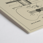 Musical Instrument Patent by H Ernst features detailed technical drawings of a stringed instrument. Poster of guitar patent illustrations titled Musical Instrument Patent by H Ernst showing detailed technical drawings