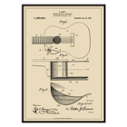Musical Instrument Patent by H Ernst features detailed technical drawings of a stringed instrument. Poster of guitar patent illustrations titled Musical Instrument Patent by H Ernst showing detailed technical drawings