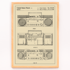Portable combined cassette player technical drawing by Sujanani United States Patent Poster showing illustrations of a portable combined cassette player Patent by Sujanani with detailed technical drawings.