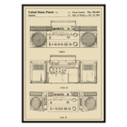 Portable combined cassette player technical drawing by Sujanani United States Patent Poster showing illustrations of a portable combined cassette player Patent by Sujanani with detailed technical drawings.