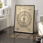 Ferris Wheel Patent Drawing Amusement Apparatus Patent by C Hermann Poster featuring a vintage patent drawing of a Ferris wheel by Charles Hermann titled Amusement Apparatus Patent