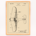 Airplane patent design drawing by WD Clark titled Airplane Patent Poster featuring a detailed blueprint drawing titled Airplane Patent by W.D Clark with annotated parts and technical specifications