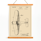 Airplane patent design drawing by WD Clark titled Airplane Patent Poster featuring a detailed blueprint drawing titled Airplane Patent by W.D Clark with annotated parts and technical specifications