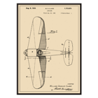 Airplane patent design drawing by WD Clark titled Airplane Patent Poster featuring a detailed blueprint drawing titled Airplane Patent by W.D Clark with annotated parts and technical specifications