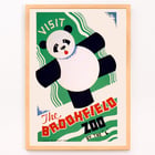 Colorful poster of panda promoting Brookfield Zoo by Arlington Gregg with vibrant text and artistic design Poster featuring a playful panda promoting the Brookfield Zoo by Arlington Gregg.