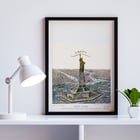 The Great Bartholdi Statue Liberty Enlightening the World by Currier & Ives depicting the Statue of Liberty in New York Harbor Poster titled The Great Bartholdi Statue Liberty Enlightening the World by Currier & Ives shows Statue of Liberty in New York.