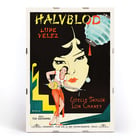 Poster artwork for Halvblod by Eric Rohman Where East is East featuring Lupe Velez Estelle Taylor and Lon Chaney Poster for film with Lupe Velez playing a string instrument and an illustration by Eric Rohman for Where East is East.