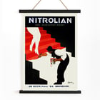 Vintage art poster Nitrolian by Leonetto Cappiello featuring a painter on stairs Poster of Nitrolian by Leonetto Cappiello depicting a painter working on a red and white staircase with a paint can.
