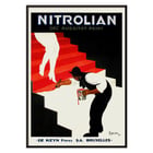 Vintage art poster Nitrolian by Leonetto Cappiello featuring a painter on stairs Poster of Nitrolian by Leonetto Cappiello depicting a painter working on a red and white staircase with a paint can.