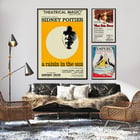 Theatrical poster for A Raisin in the Sun by Artcraft Lithograph featuring Sidney Poitier. Poster of A Raisin in the Sun by Artcraft Lithograph featuring a stylized face with text and theatrical information