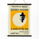 Theatrical poster for A Raisin in the Sun by Artcraft Lithograph featuring Sidney Poitier. Poster of A Raisin in the Sun by Artcraft Lithograph featuring a stylized face with text and theatrical information