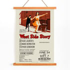 West Side Story by Artcraft Lithograph promotional poster with dancing couple illustration. Poster for West Side Story by Artcraft Lithograph featuring a dancing couple with performance details.