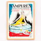 Poster of Vampyren featuring a woman in a yellow dress with A Daughter of Destiny by Eric Rohman. Poster titled A Daughter of Destiny by Eric Rohman features a stylish woman in a yellow dress sitting on a circular seat.