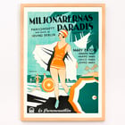 Vintage poster art featuring beach scene and swimmers in Miljonärernas Paradis by Eric Rohman from The Cocoanuts A vintage poster of Miljonärernas Paradis featuring a beach scene illustrated by Eric Rohman with The Cocoanuts.