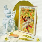 Colorful masquerade ball poster by Leonetto Cappiello titled Théâtre National De L’opéra Grand Bal De La Mi-Carême featuring dancers with vibrant streamers Poster of two masked dancers surrounded by colorful streamers at the Grand Bal by Leonetto Cappiello.
