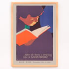 Child reading a book illustrated in After all there is nothing like a good book by Jon O Brubaker. Poster of a person reading an orange book in vibrant colors titled After all there is nothing like a good book by Jon O Brubaker.
