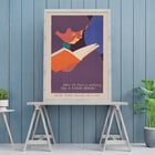 Child reading a book illustrated in After all there is nothing like a good book by Jon O Brubaker. Poster of a person reading an orange book in vibrant colors titled After all there is nothing like a good book by Jon O Brubaker.