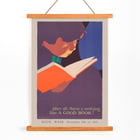 Child reading a book illustrated in After all there is nothing like a good book by Jon O Brubaker. Poster of a person reading an orange book in vibrant colors titled After all there is nothing like a good book by Jon O Brubaker.