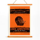 Louis Armstrong playing trumpet in a vintage poster titled Louis Armstrong Appearance by US Information Agency Poster of Louis Armstrong and his All Stars at UNESCO Theater by US Information Agency featuring jazz trumpet illustration.