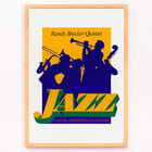 Randy Brecker Quintet jazz artwork by U.S. Information Agency featuring musicians playing instruments. Poster of Jazz by Randy Brecker Quintet featuring silhouetted musicians showcasing cultural art from US Information Agency.