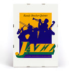 Randy Brecker Quintet jazz artwork by U.S. Information Agency featuring musicians playing instruments. Poster of Jazz by Randy Brecker Quintet featuring silhouetted musicians showcasing cultural art from US Information Agency.