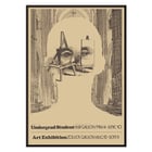 Undergrad student art exhibition poster by Lanny Sommese featuring a surreal silhouette with easels and a cathedral backdrop. Poster showcasing surreal artwork featuring a face and easels in a cathedral setting by Lanny Sommese. Art exhibition.