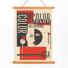 AIGA poster artwork by Michael Mabry titled One color – two color – call for entry. Poster featuring bold geometric design and typography titled One color – two color – call for entry by Michael Mabry for AIGA.