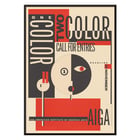 AIGA poster artwork by Michael Mabry titled One color – two color – call for entry. Poster featuring bold geometric design and typography titled One color – two color – call for entry by Michael Mabry for AIGA.