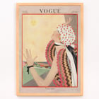 Woman in colorful attire reaching for the sun Vogue by George Plank Art Deco Vogue poster illustrating a woman gazing at the sun in vibrant attire by George Plank titled Vogue by George Plank