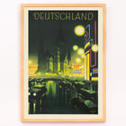 Deutschland by Jupp Wiertz vibrant cityscape with illuminated cathedral and streetlights Poster by Jupp Wiertz showing a nighttime cityscape with illuminated buildings and cars in Deutschland