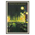 Deutschland by Jupp Wiertz vibrant cityscape with illuminated cathedral and streetlights Poster by Jupp Wiertz showing a nighttime cityscape with illuminated buildings and cars in Deutschland