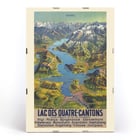 Colorful vintage map of Lake Lucerne region by Bieder M titled Lac Des Quatre-Cantons Poster of Lac Des Quatre-Cantons by Bieder M featuring a scenic map of a Swiss lake and surrounding mountains.