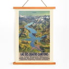 Colorful vintage map of Lake Lucerne region by Bieder M titled Lac Des Quatre-Cantons Poster of Lac Des Quatre-Cantons by Bieder M featuring a scenic map of a Swiss lake and surrounding mountains.